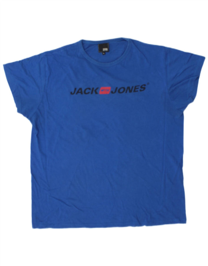 Мужская футболка с рисунком JACK & JONES, топ XL, синяя