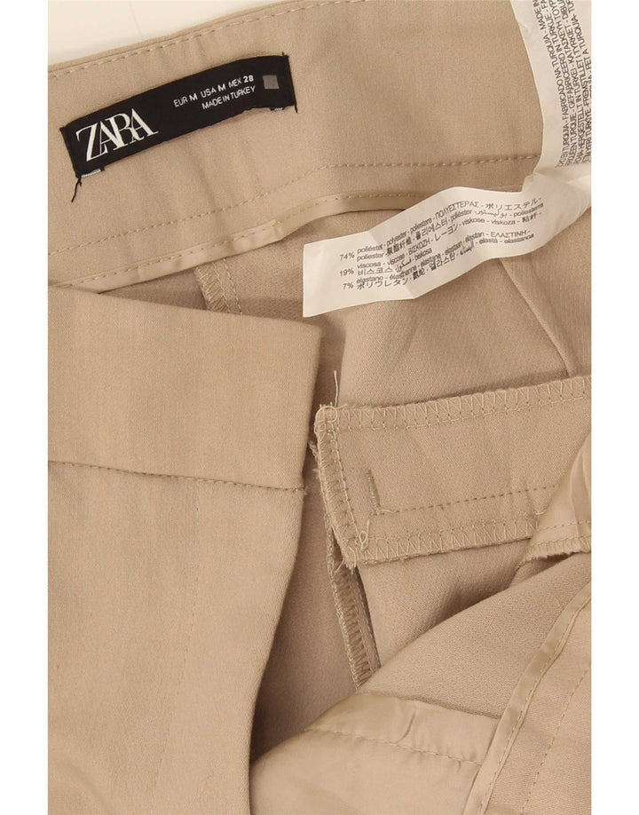 Женские прямые костюмные брюки Zara среднего размера W28 L27, бежевый полиэстер
