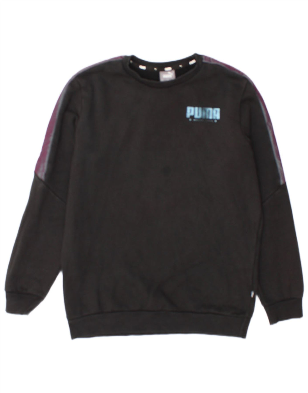 Мужской свитшот с рисунком Puma, маленький черный хлопковый джемпер с цветными блоками