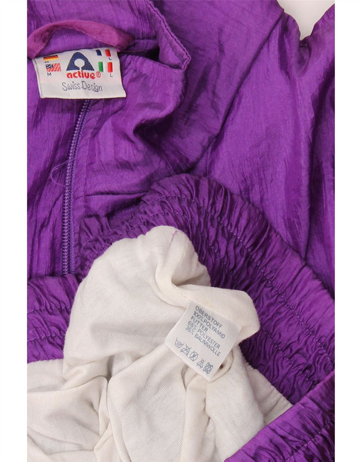 Активный мужской спортивный костюм свободного кроя, полный спортивный костюм, средний фиолетовый с цветными блоками, полиамид