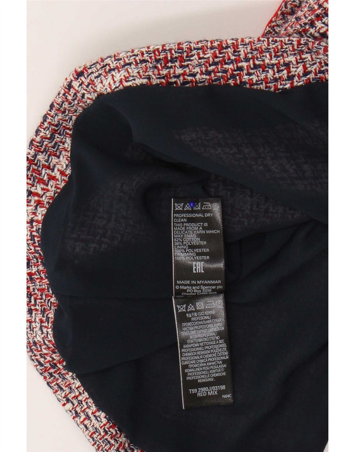 Женский укороченный пиджак Marks & Spencer UK 12, хлопковый средний красный с крапинками