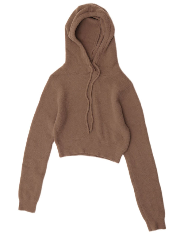 Женский укороченный джемпер с капюшоном Zara UK 8, маленький коричневый из полиамида