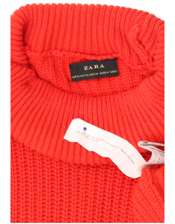Мужской джемпер с высоким воротником Zara XL, красный хлопок