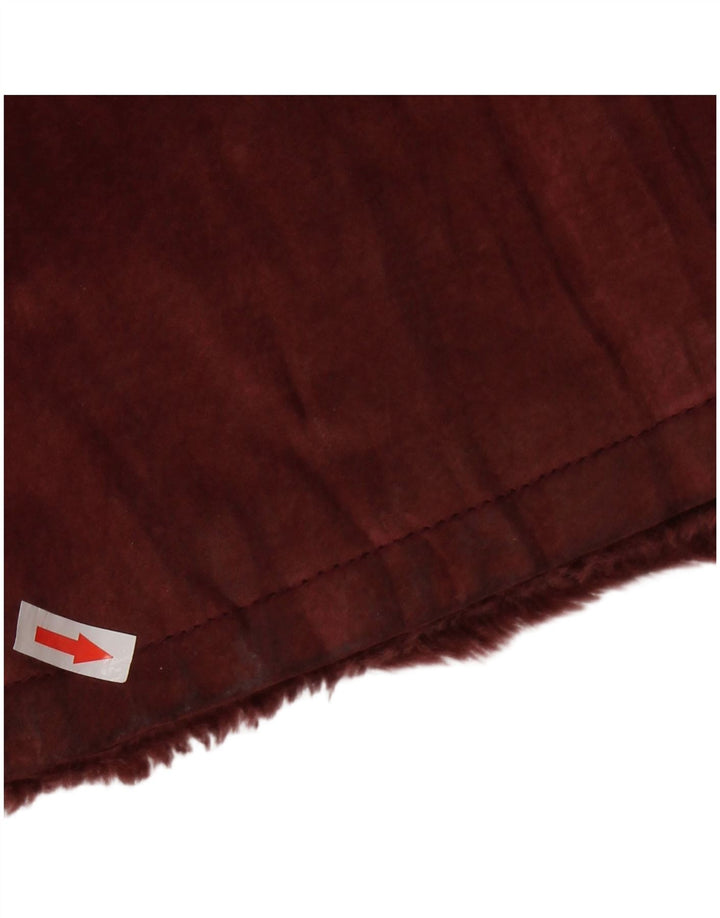ВИНТАЖНАЯ женская замшевая куртка из шерпа UK 14, средний бордовый кожаный цвет