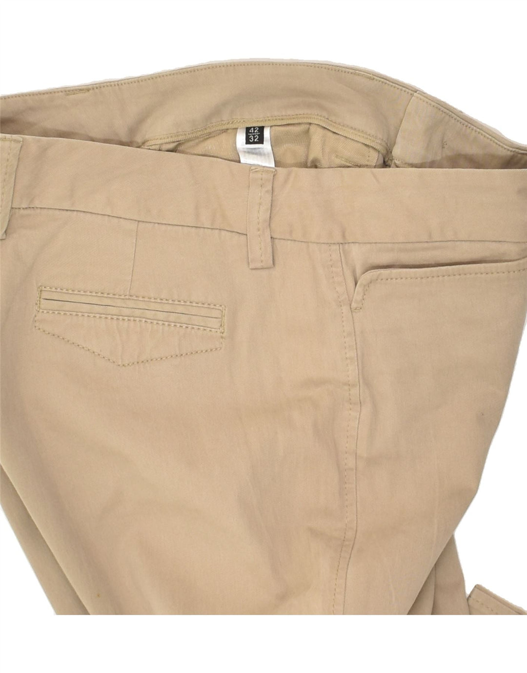MASSIMO DUTTI Womens Straight Casual Trousers W32 L32 Beige Cotton | Vintage Massimo Dutti | Thrift | Second-Hand Massimo Dutti | Used Clothing | Messina Hembry 