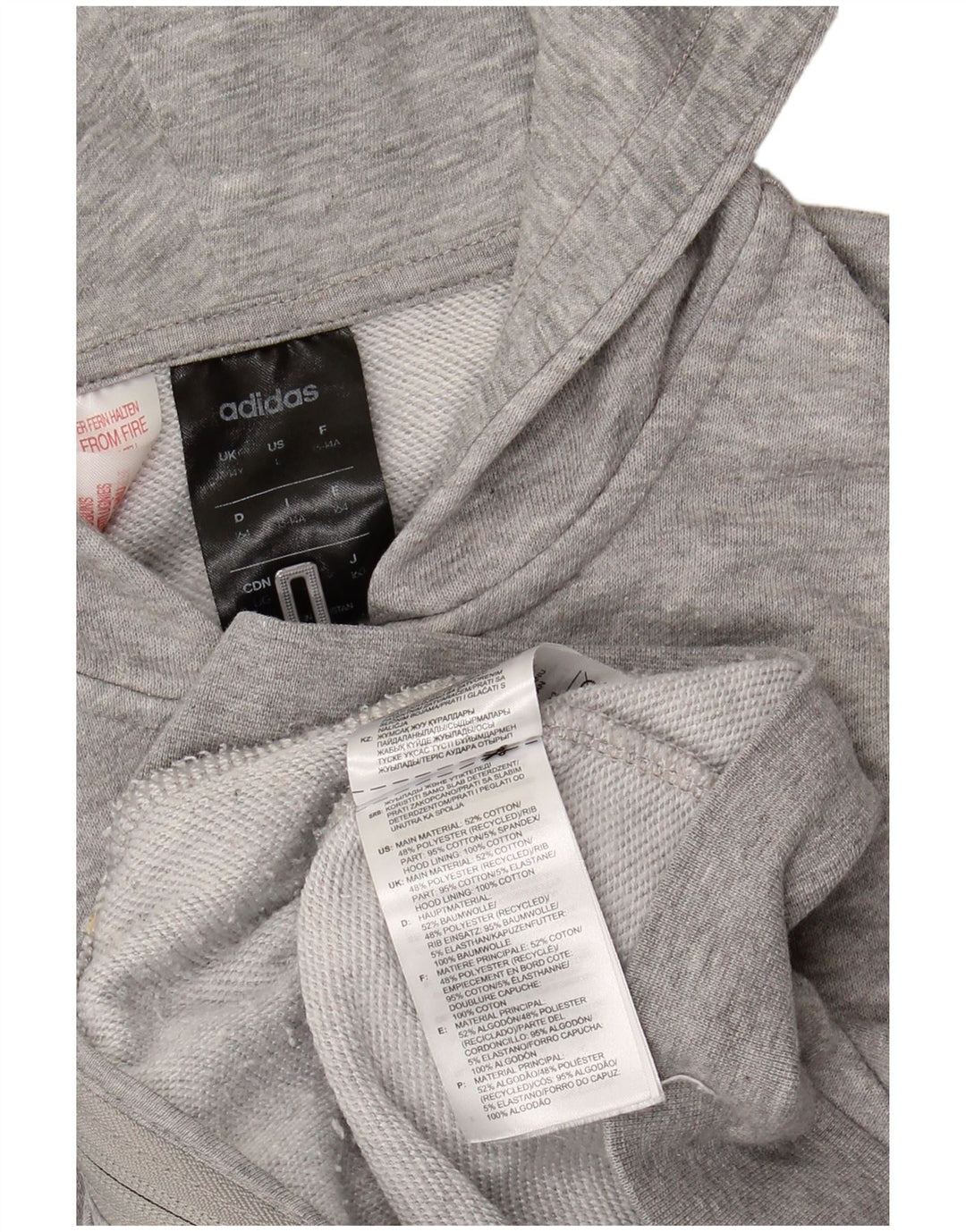 Свитер с капюшоном и молнией с графическим рисунком для девочек ADIDAS, 13–14 лет, серый хлопок