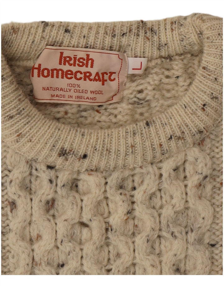 Мужской джемпер с круглым вырезом Irish Homecraft, большой серый в крапинку
