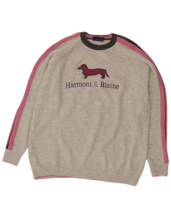 Женский джемпер с круглым вырезом Harmont & Blaine, 2XL, серый с цветными блоками