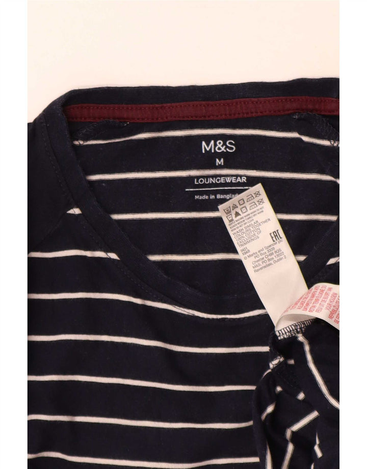 Мужской топ Marks & Spencer с длинным рукавом, средний темно-синий в полоску, хлопок