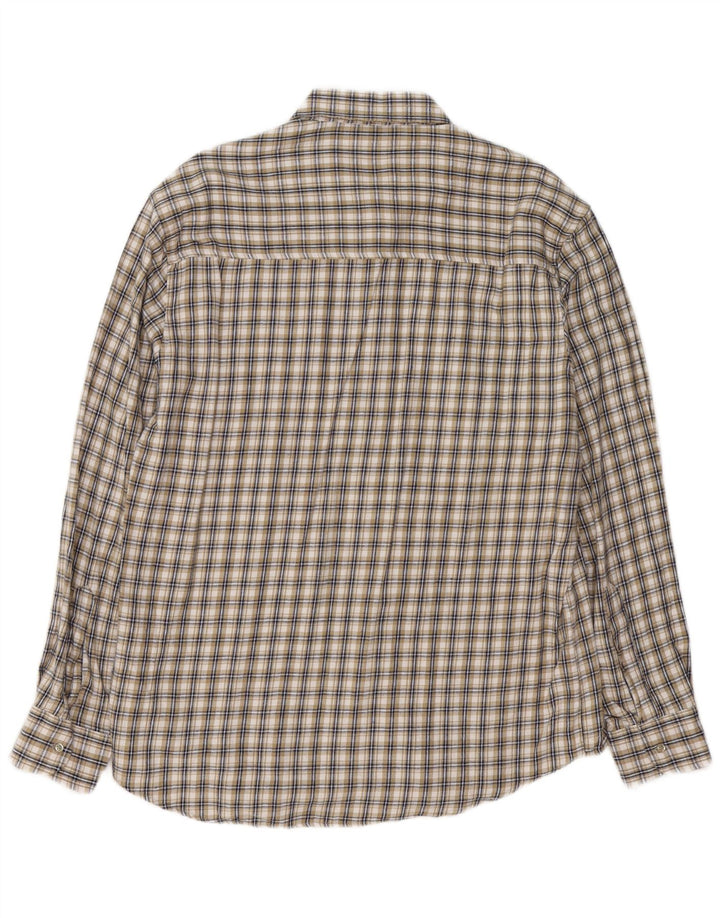 VINTAGE Мужская фланелевая рубашка большого размера, хлопковая клетка бежевого цвета