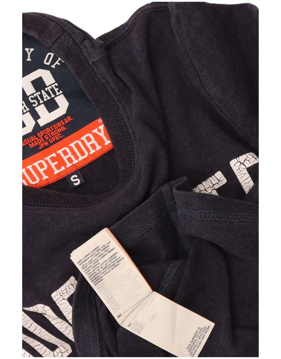 Мужской топ с рисунком Superdry, маленький темно-синий хлопок с длинными рукавами