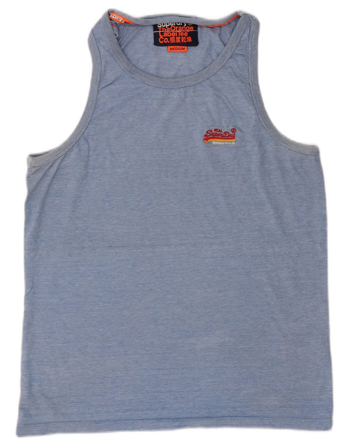 SUPERDRY Мужской жилет из хлопка среднего синего цвета в тонкую полоску