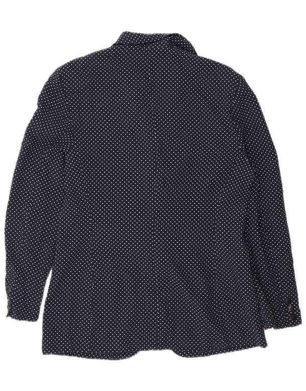 ВИНТАЖНЫЙ женский пиджак на 1 пуговице, Великобритания 14, средний темно-синий в пятнистый цвет