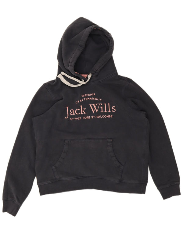 Женский джемпер с капюшоном оверсайз с рисунком Jack Wills UK 12, средний, темно-синий