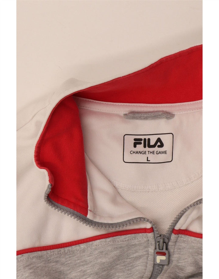 Мужской спортивный костюм Fila, большая серая хлопковая куртка с цветными блоками