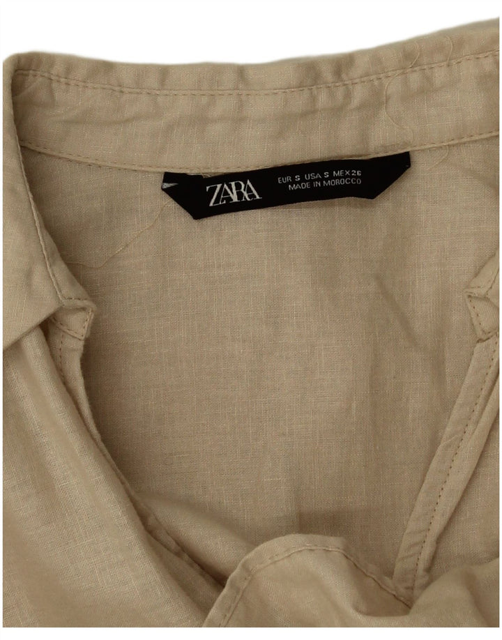 Женское платье трапециевидного силуэта Zara UK 10, маленькое бежевое