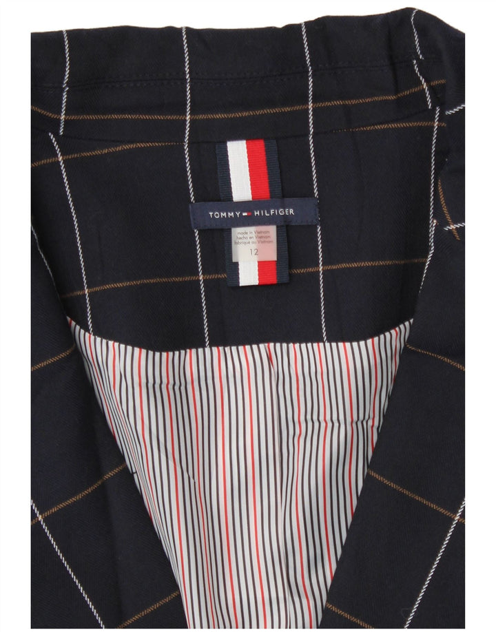 Женский пиджак на 1 пуговице Tommy Hilfiger, США 12, большая темно-синяя клетка