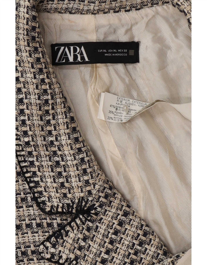 Женский пиджак Zara с 3 пуговицами, Великобритания, 18 XL, серый полиэстер в тонкую полоску