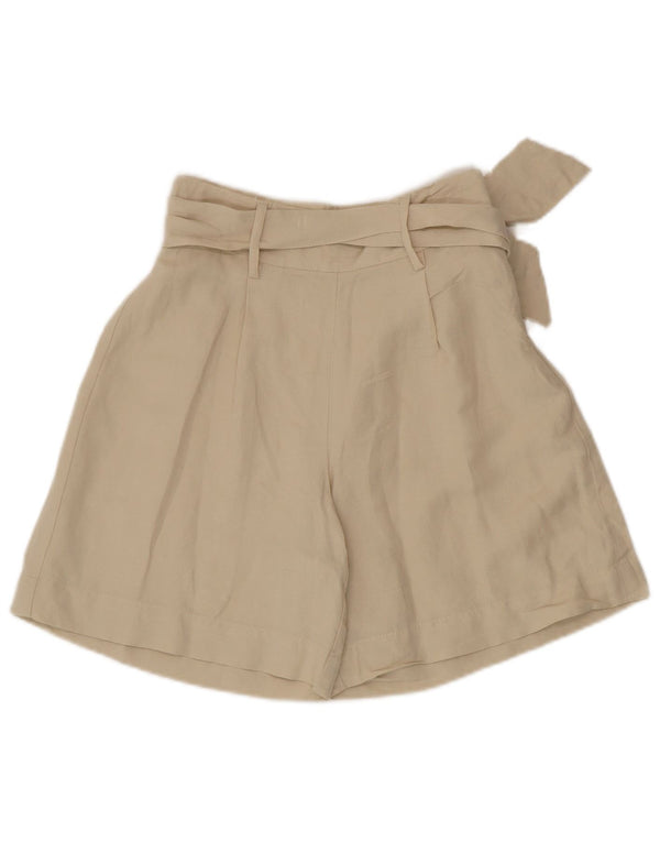 Sisley Womens High Waist Casual Shorts UK 6 XS W26  Beige Linen