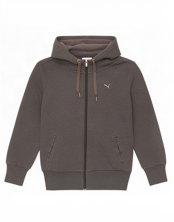 Женский свитер с капюшоном на молнии Puma UK 12, хлопковый средний серый цвет