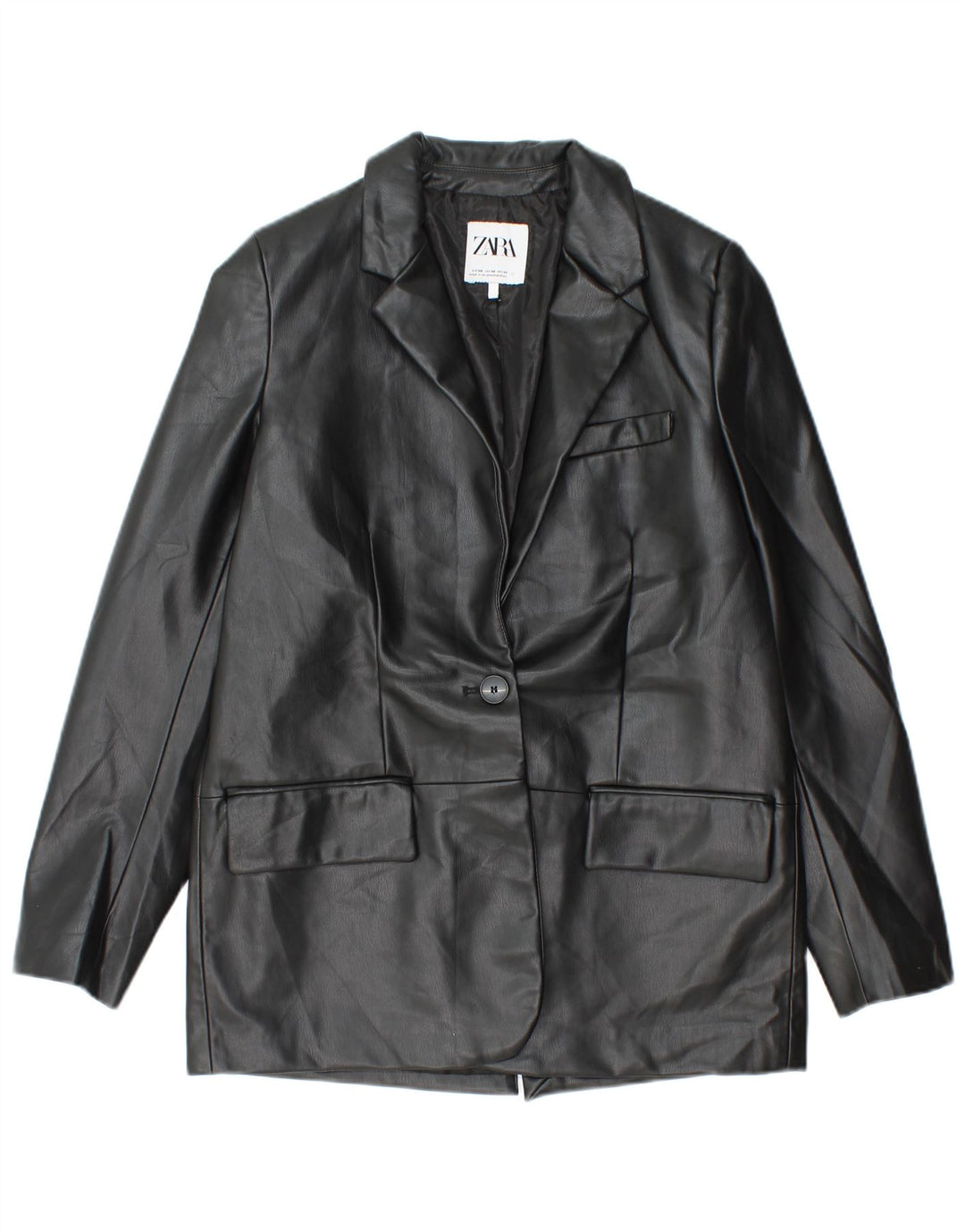 Женский пиджак из искусственной кожи на 1 пуговице Zara UK 6 XS, черный полиэтилен