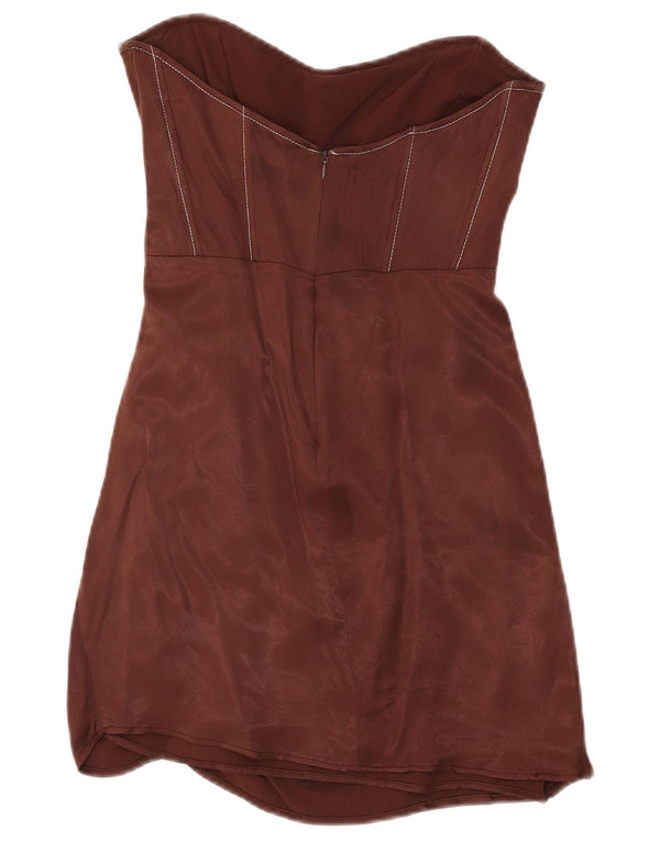 Женское платье без бретелек Zara UK 12, средний коричневый, вискоза