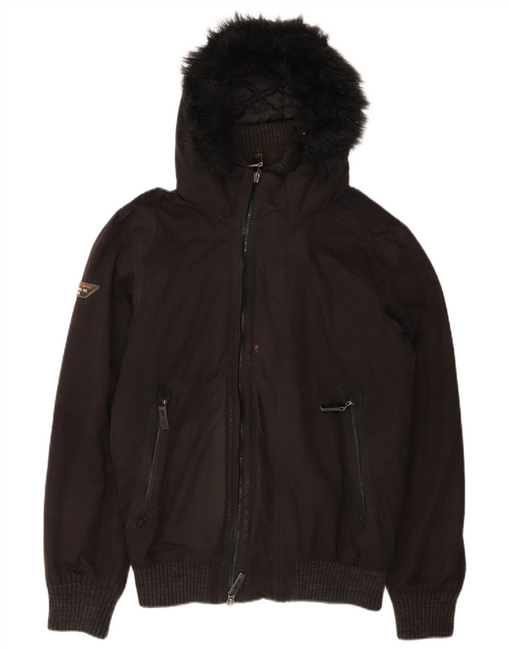 Мужская куртка-бомбер с капюшоном Superdry UK 38, средний черный