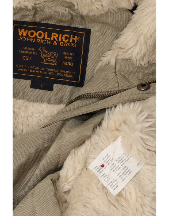 Мужская короткая дубленка Woolrich с капюшоном UK 40, большой нейлон цвета хаки