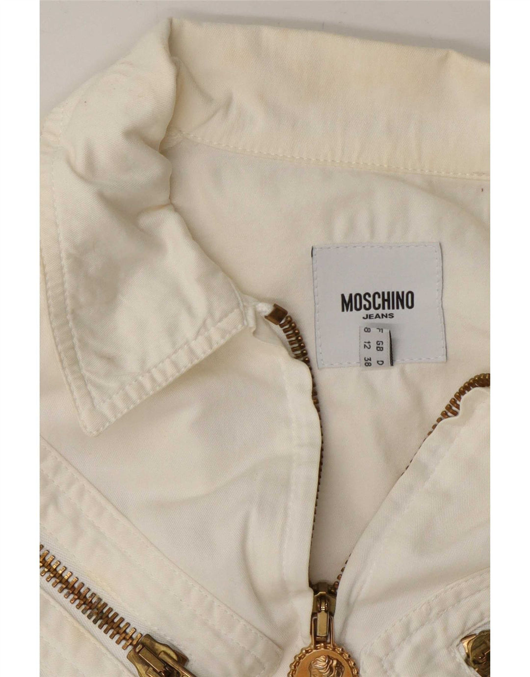 Женский бомбер Moschino UK 12, средний цвет, белый хлопок, хлопок