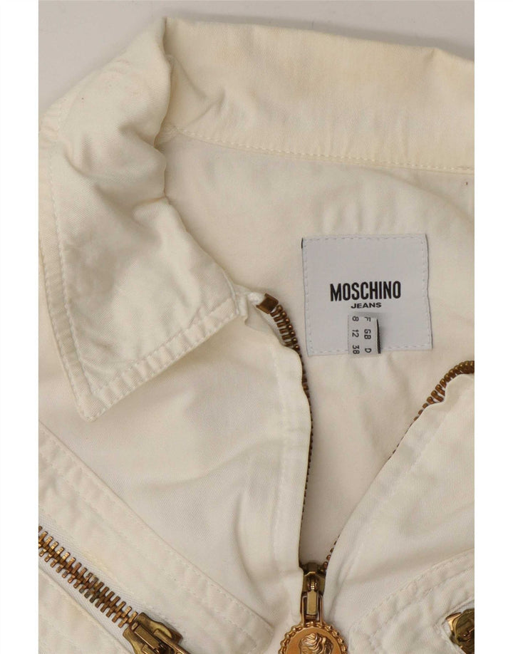 Женский бомбер Moschino UK 12, средний цвет, белый хлопок, хлопок