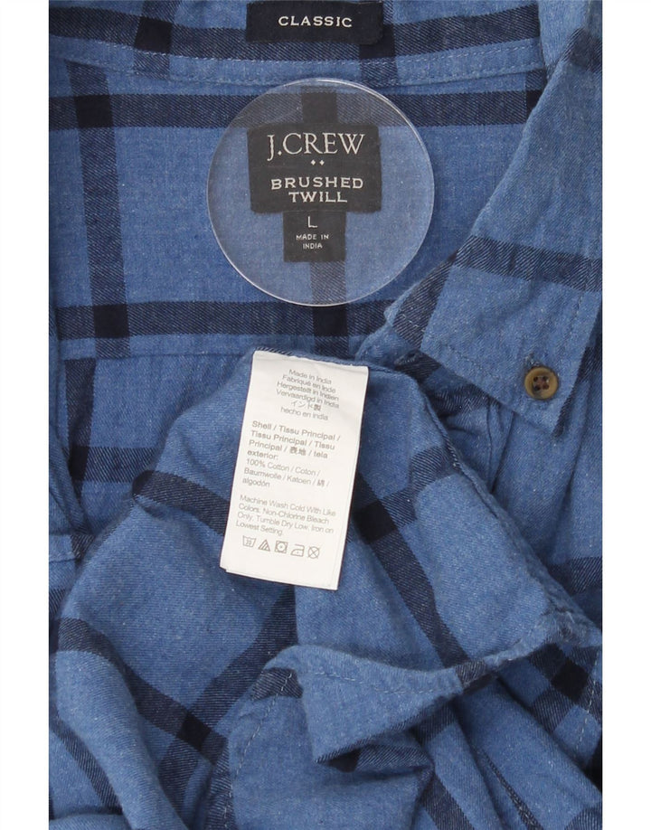J. CREW Mens Brushed Classic Fit Flannel Shirt Large Blue Check Cotton Vintage J. Crew and Second-Hand J. Crew from Messina Hembry 