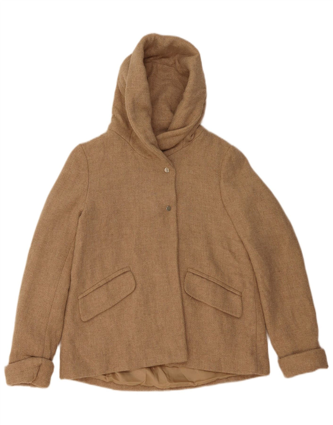 Женская куртка-бомбер с капюшоном Zara UK 6 XS, бежевая шерсть
