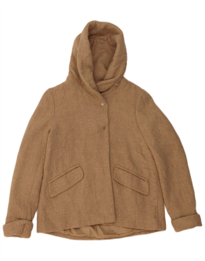 Женская куртка-бомбер с капюшоном Zara UK 6 XS, бежевая шерсть