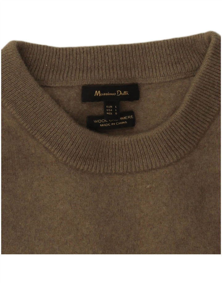 Женский джемпер с круглым вырезом Massimo Dutti, Великобритания 14, большой серый, шерстяной
