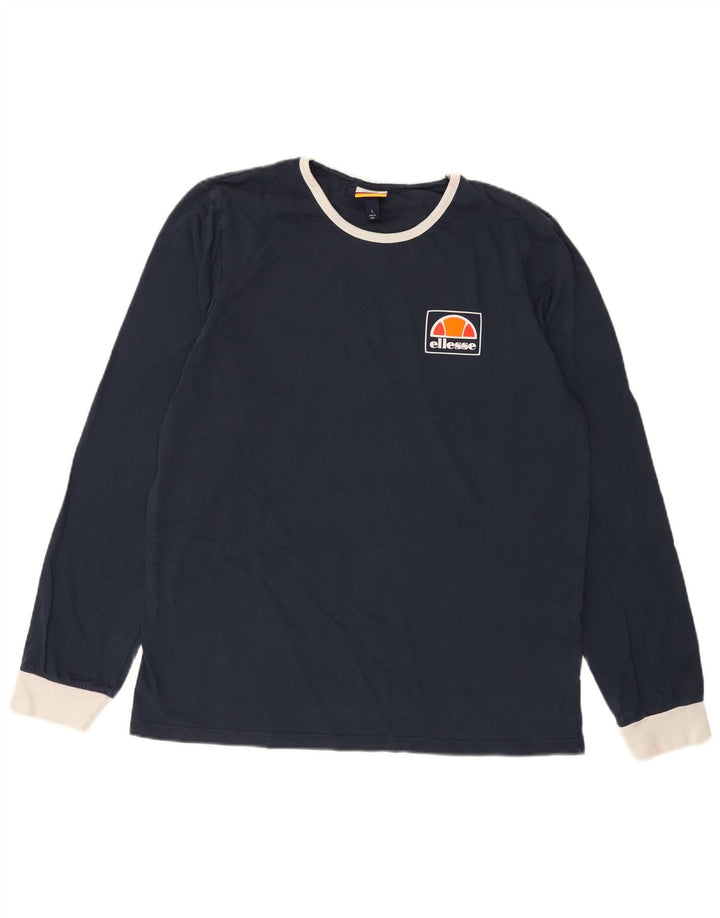 Мужской топ Ellesse с длинным рукавом, большой размер, темно-синий, хлопок