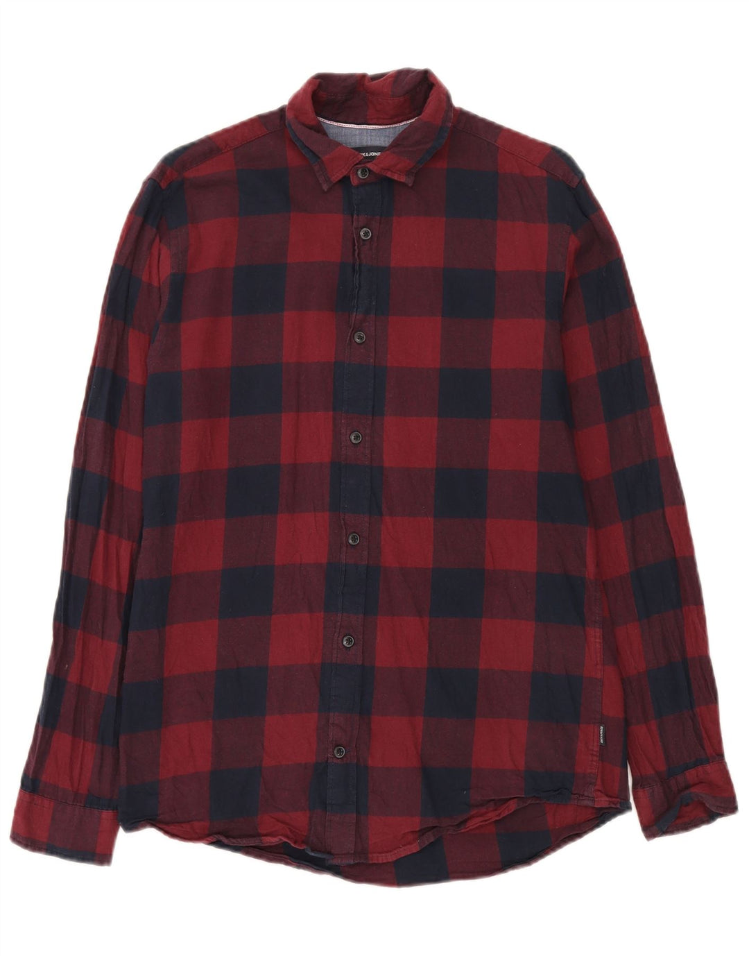 Мужская фланелевая рубашка стандартного кроя Jack & Jones среднего красного цвета в мелкую клетку, хлопок