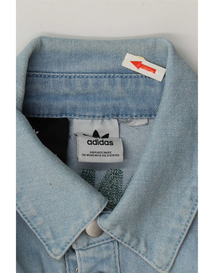 Мужская джинсовая рубашка Adidas с коротким рукавом с рисунком, средний синий