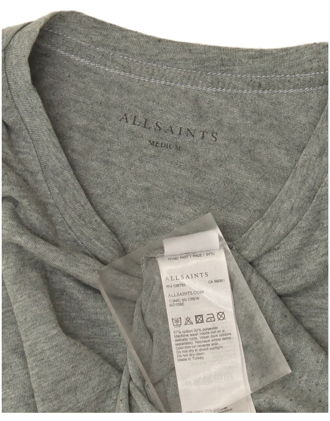 Мужская футболка All Saints из хлопка среднего зеленого цвета