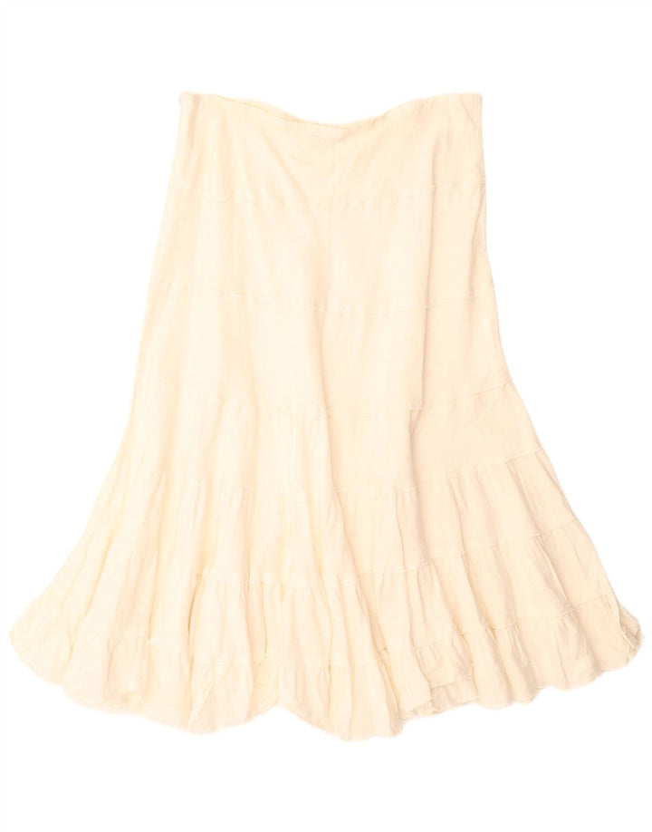 ВИНТАЖНАЯ женская юбка-трапеция W34, большая, бежевая, льняная