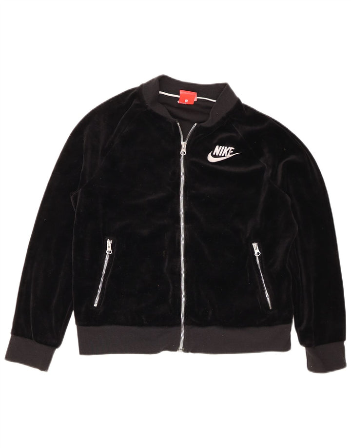 Женская велюровая спортивная куртка оверсайз Nike UK 10, маленькая черная