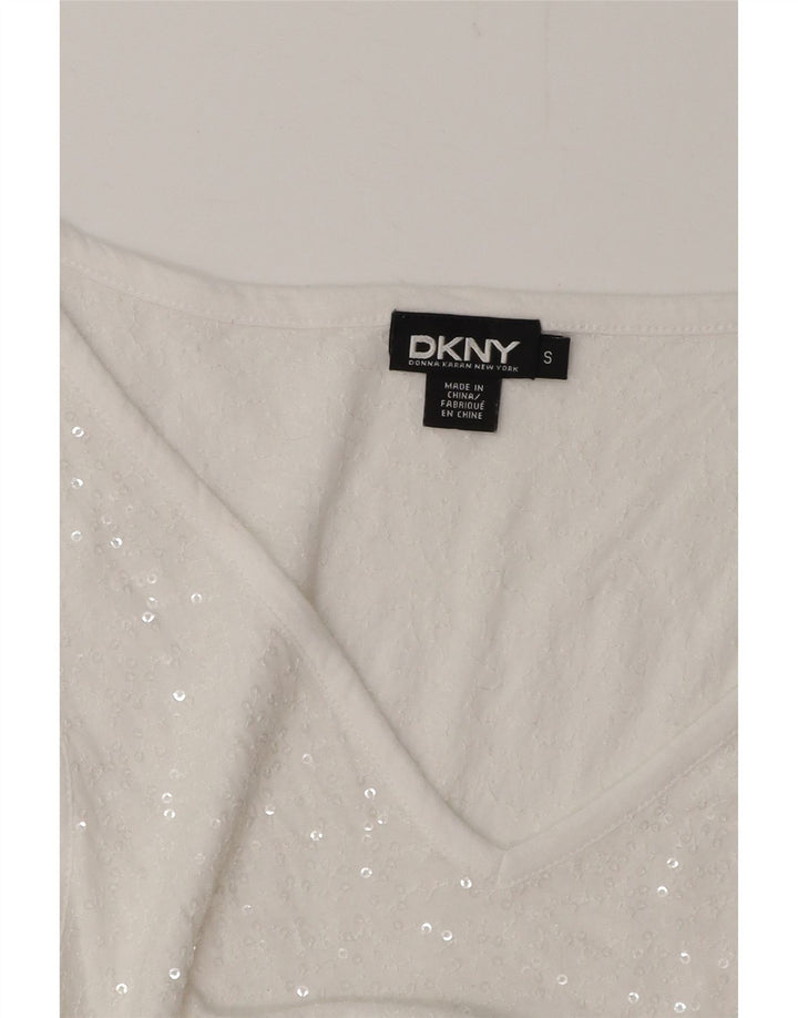 DKNY Womens Sleeveless Blouse Top UK 10 Small White