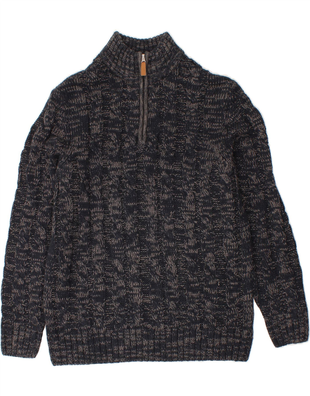 JOHN BANER Mens Zip Neck Jumper Sweater Large Navy Blue Flecked Vintage John Baner and Second-Hand John Baner from Messina Hembry 