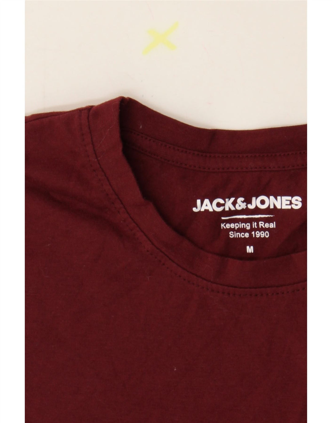 JACK & JONES Mens T-Shirt Top Medium Burgundy Cotton Vintage Jack & Jones and Second-Hand Jack & Jones from Messina Hembry 