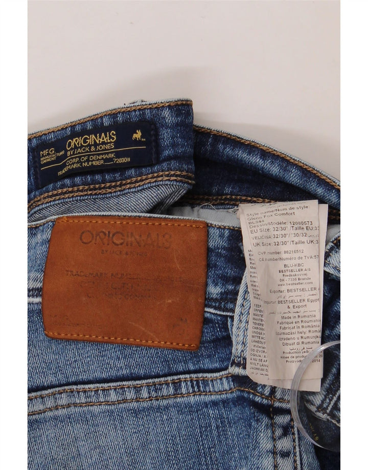 Джинсы мужские узкие JACK & JONES W32 L30 синие, хлопок