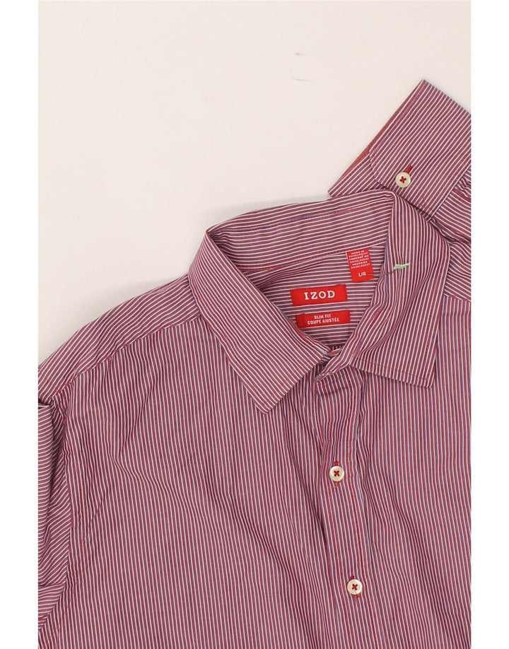 IZOD Mens Slim Fit Shirt Large Red Pinstripe Cotton Vintage Izod and Second-Hand Izod from Messina Hembry 