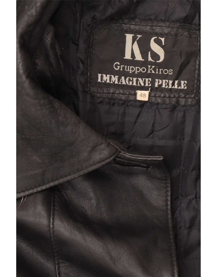 Kiros Женское кожаное пальто оверсайз с капюшоном IT 48 XL Черное