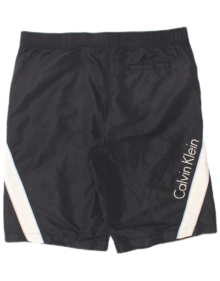 Мужские шорты для плавания с рисунком Calvin Klein, большие черные полиэстер с цветными блоками