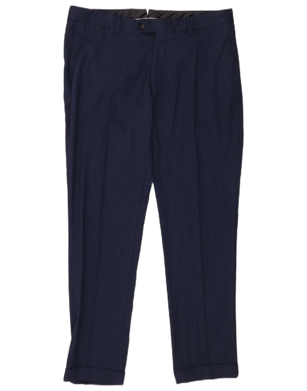 Мужские узкие костюмные брюки Zara EU 42, большие W32 L31, темно-синие