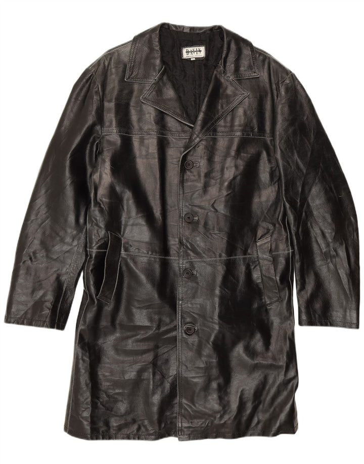 Мужское кожаное пальто Davin UK 40, большое черное кожаное