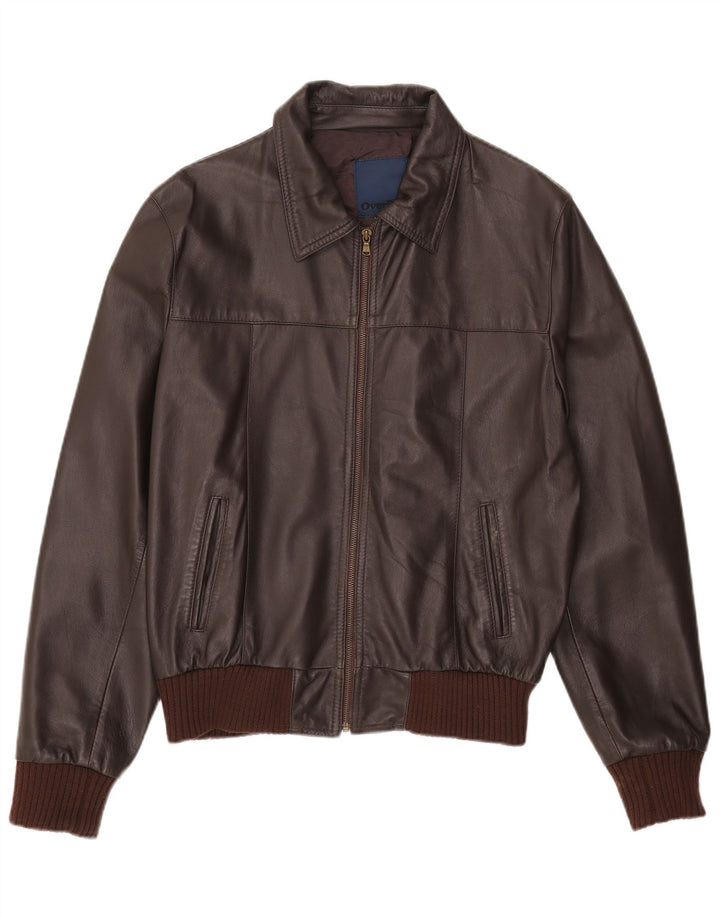 Винтажная женская кожаная куртка UK 44 2XL Коричневая кожаная